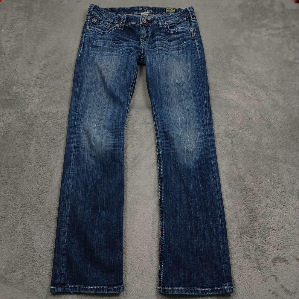 Silver Jeans Womens 30 Blue Denim Berkley Straight Fit Casual Distressed Modern